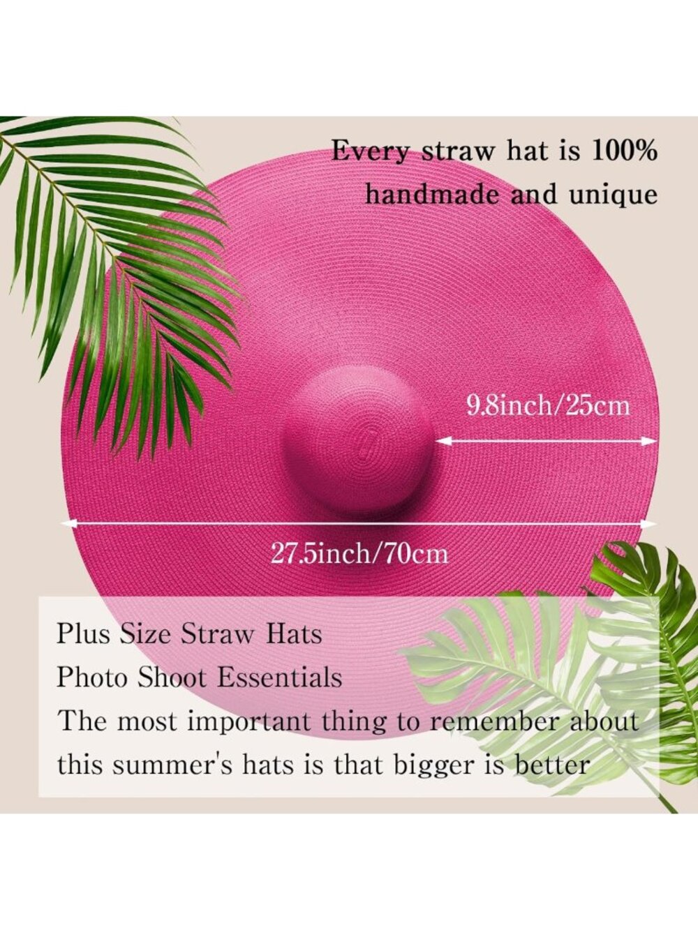 Oversized Wide Brim Straw Hat for Women | Floppy Roll-Up Sun Visor for Beach - Picture 2 of 7